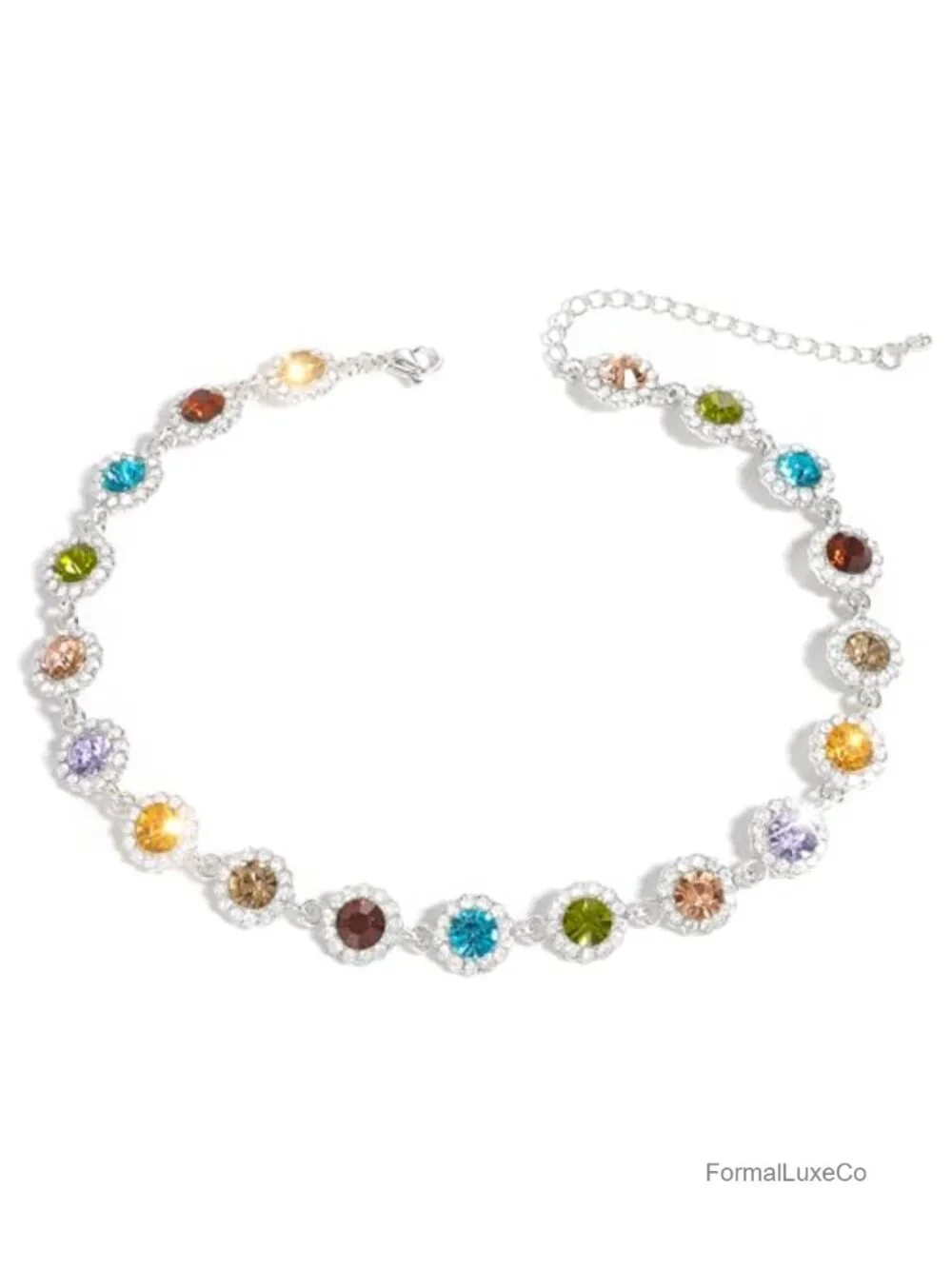 Crystal Colorful Choker Necklace Sparkly Rhinestone Adjustable